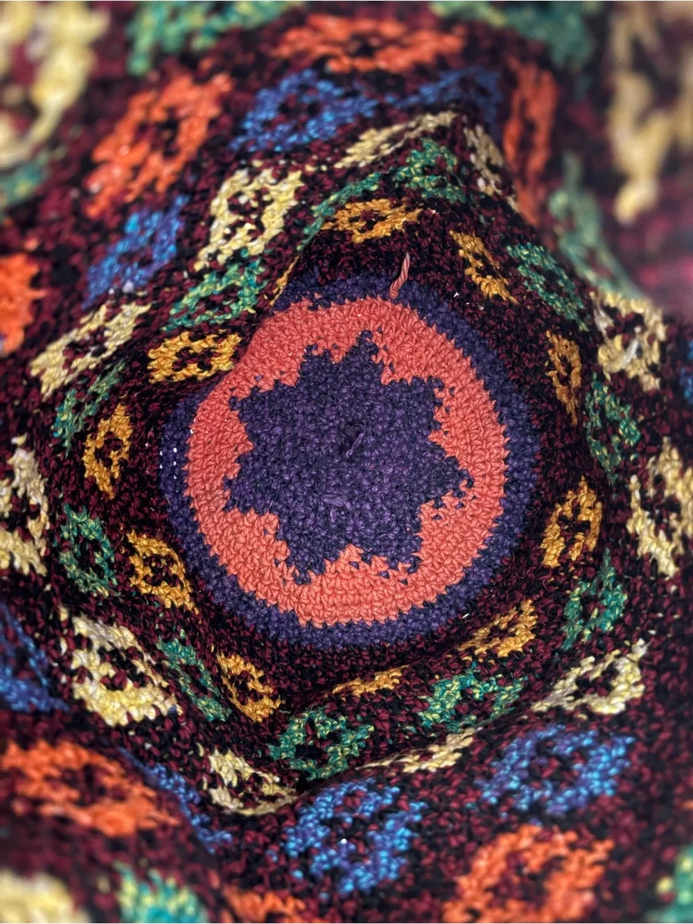 Artisan Made Hippie Boho Knit Crochet Colorful Hobo Bucket Bag
